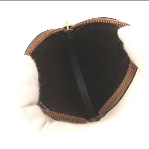 LOEWE Anagram Leather Round Coin Purse Wallet Brown - Picture 5 of 8